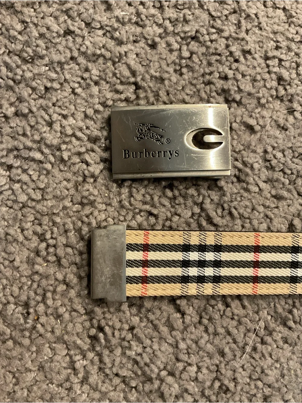 Burberry Vintage Plaid Nova Check Canvas Belt & Buckle Y2K Preppy